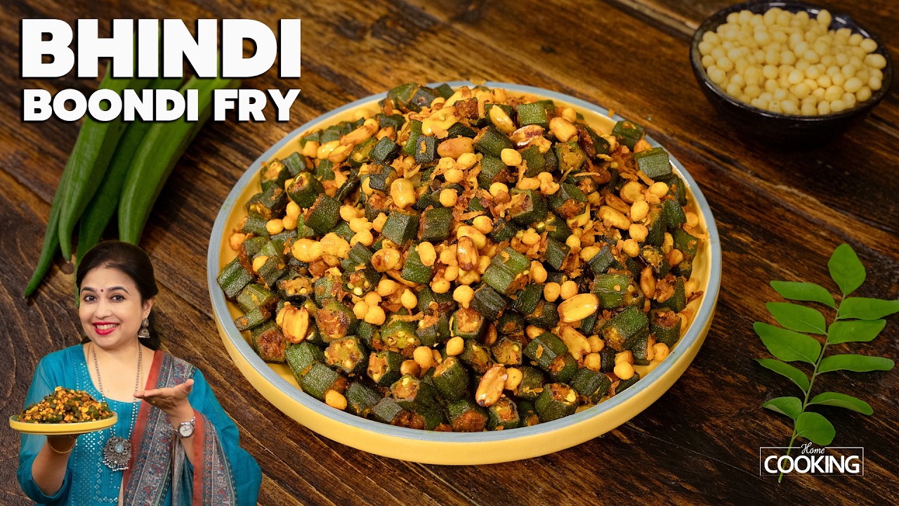Bhindi Boondi Fry | Okra Boondi Stir Fry | Simple Andhra Style Side Dish | Lady finger Recipe