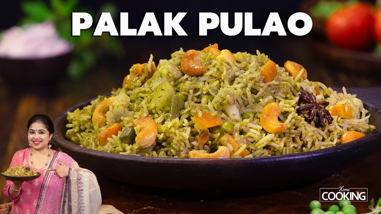 Palak Pulao Recipe | Spinach Rice | School Lunch Ideas | Healthy Lunch Box Recipe