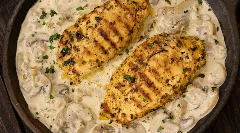 Grilled Chicken with White Mushroom Sauce 7 Grilled Chicken with White Mushroom Sauce